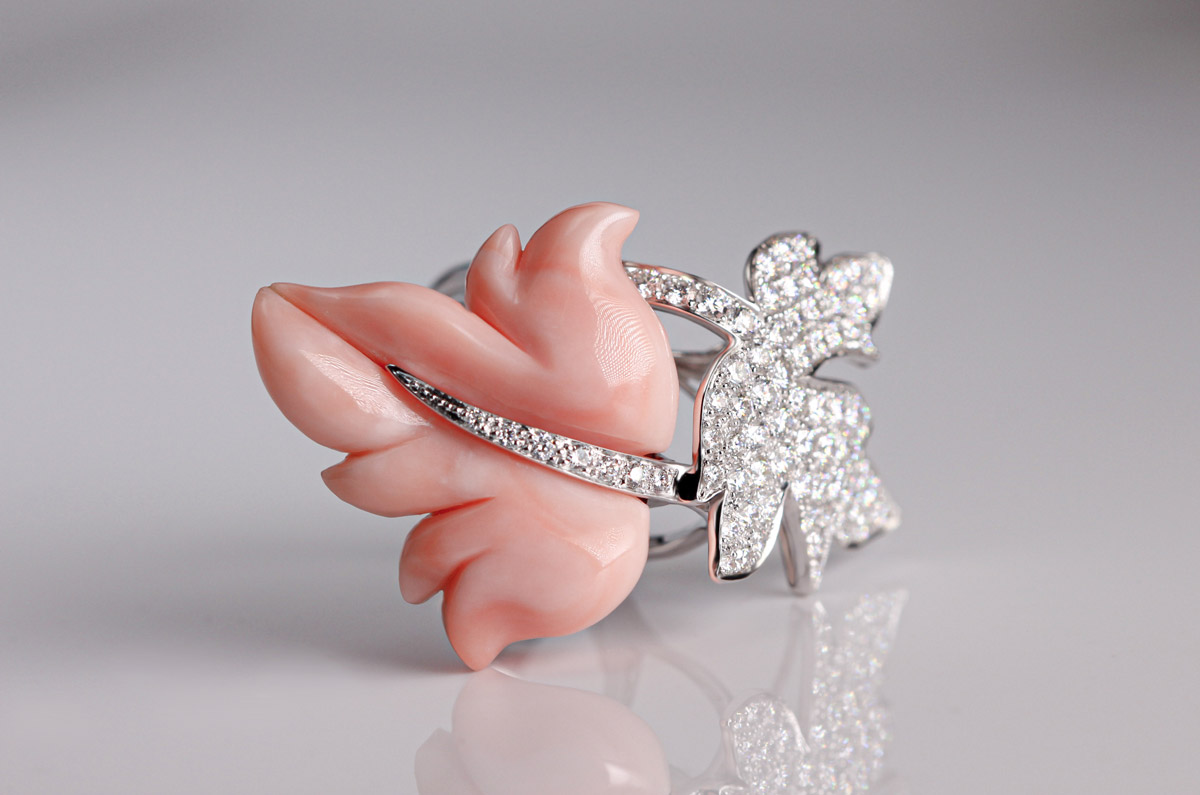 anello-foglia-acero-giapponese-corallo
